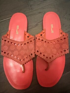 Diane Von Furstenberg Coral Suede Laser-Cut Slide Sandals